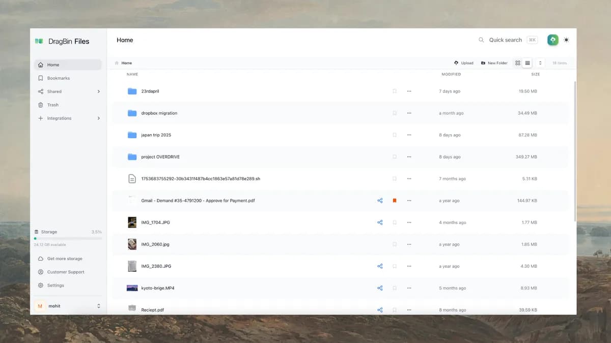 DragBin screenshot 2