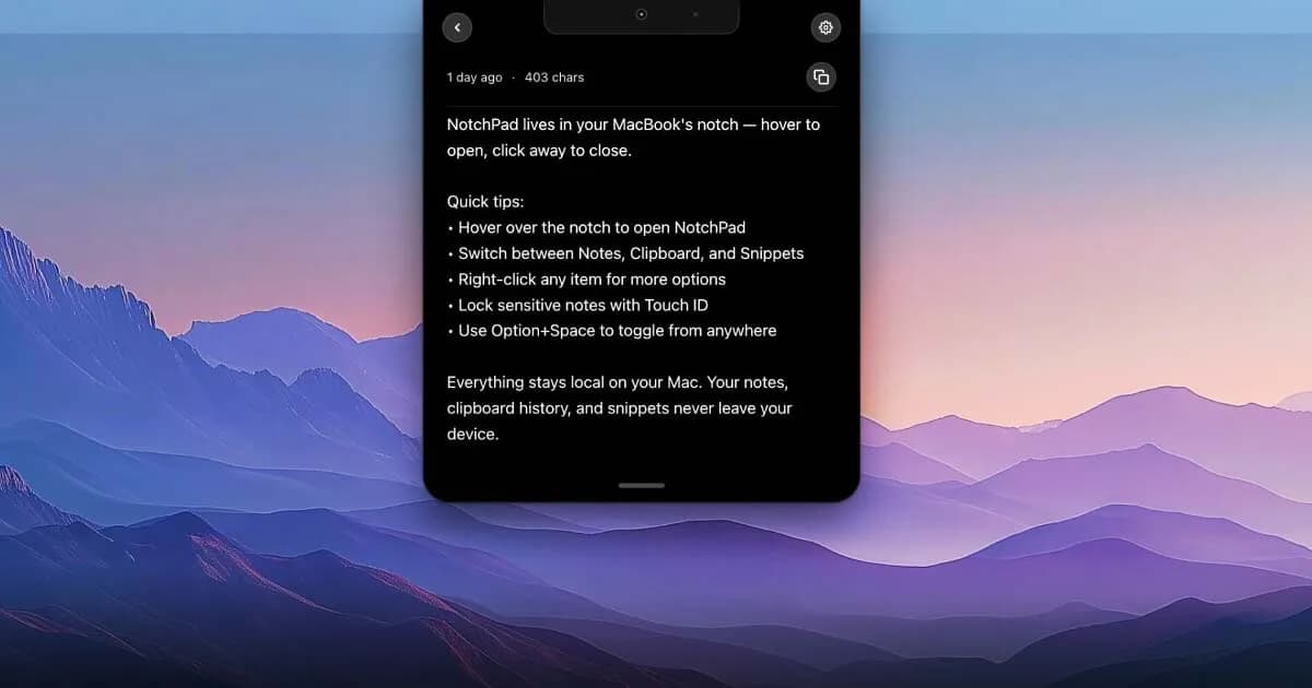 NotchPad screenshot 1