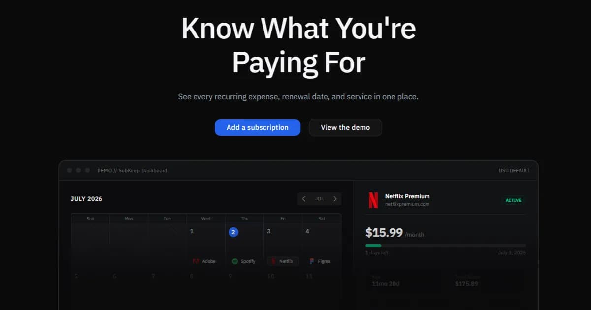 SubKeep screenshot 1